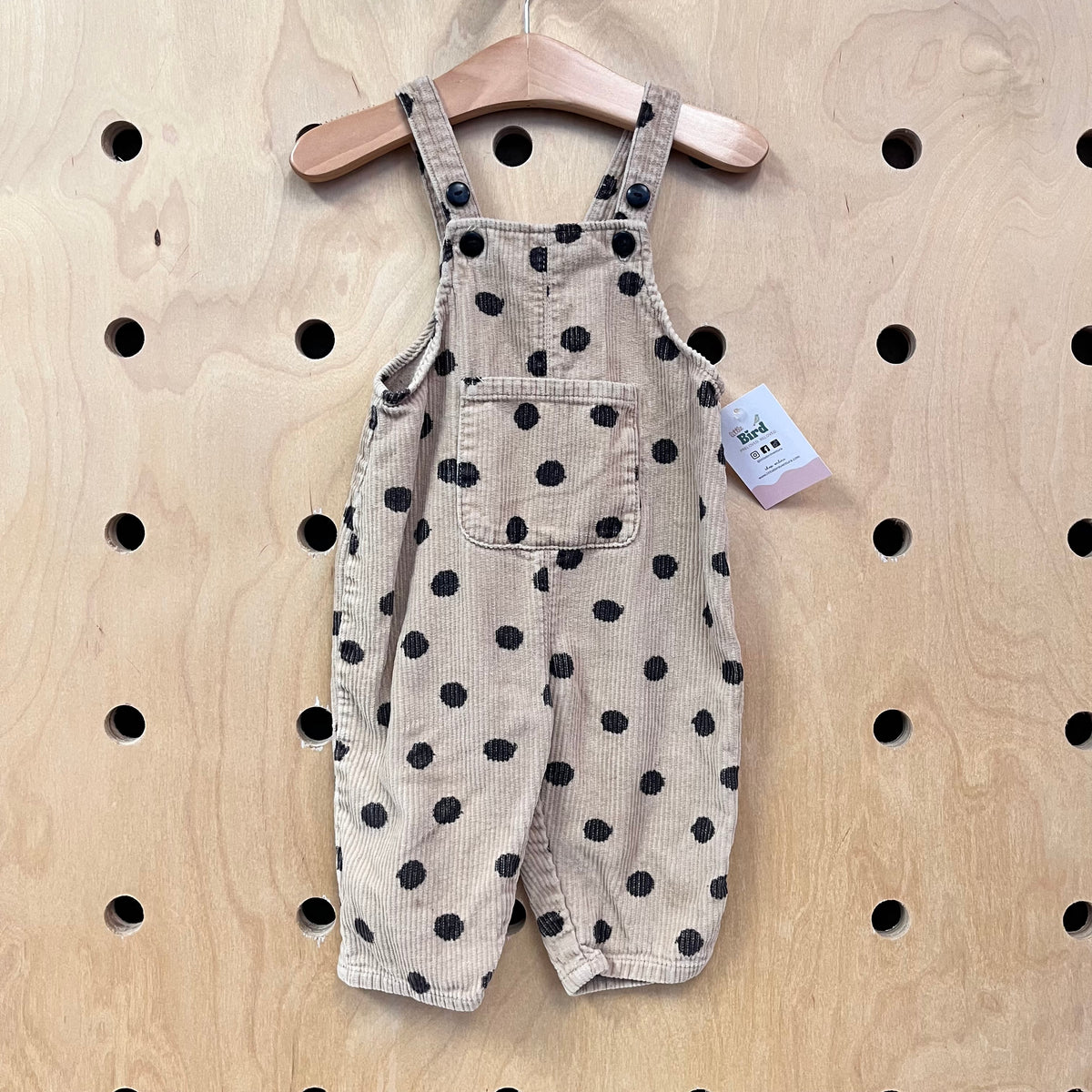 Tan Polka Dot Cord Overalls