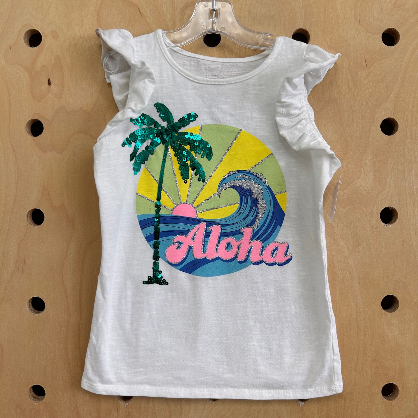 White Sequins Aloha Wave Tank