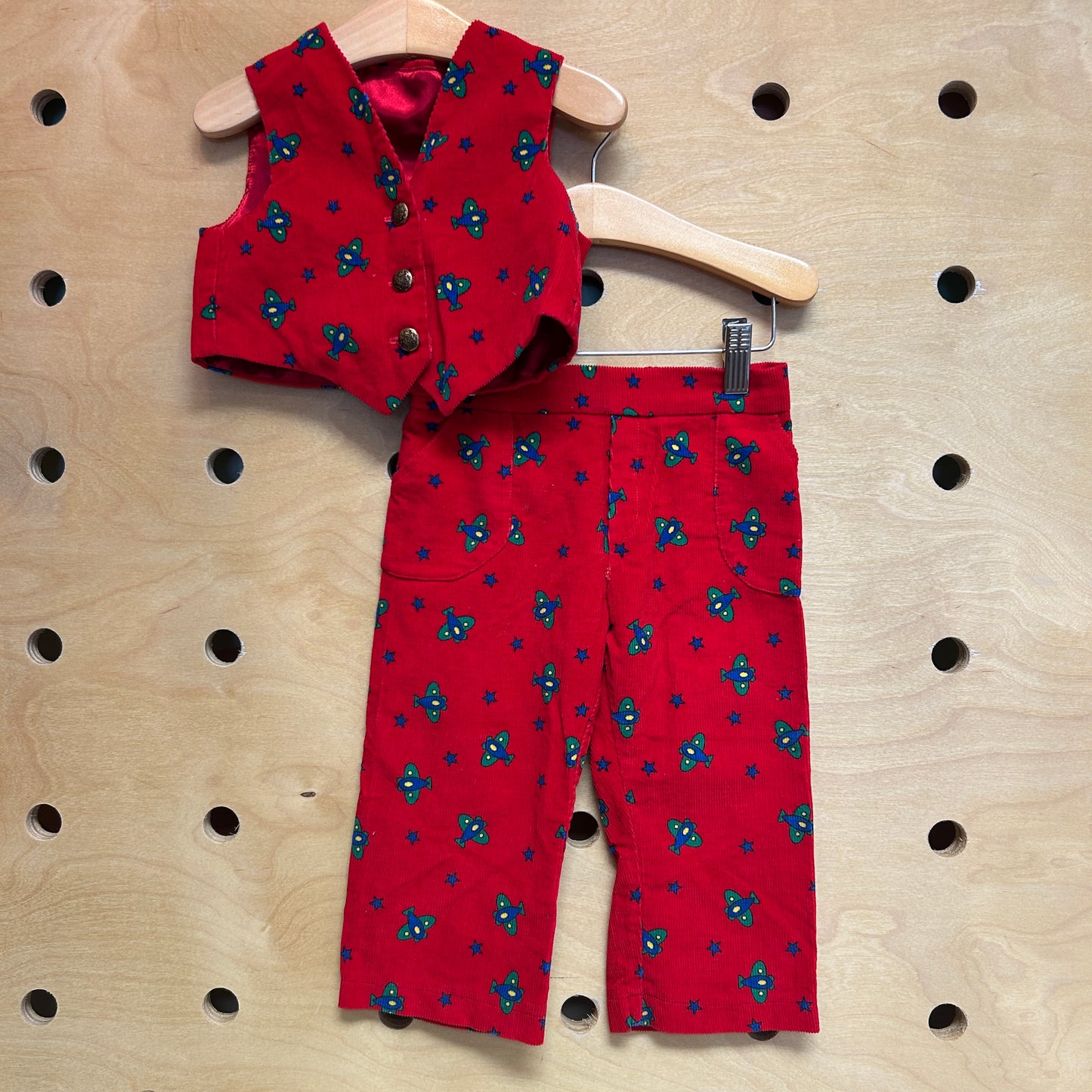 Red Cord Airplane Vest & Pants
