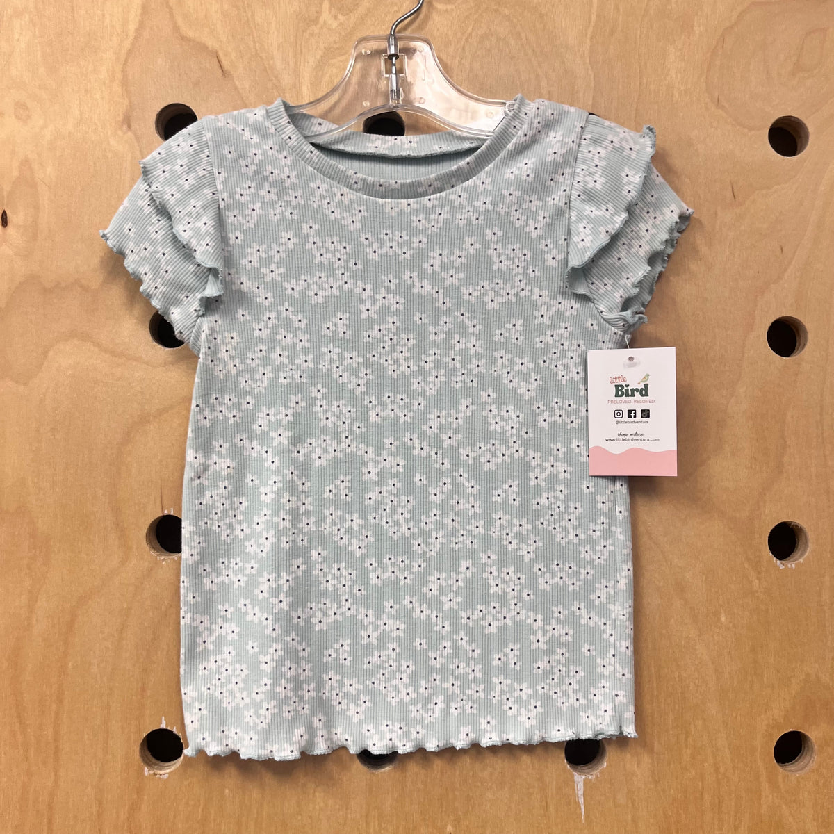 Blue Floral Organic Ribbed Top