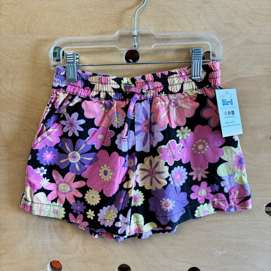 Black/Pink Floral Drawstring Shorts