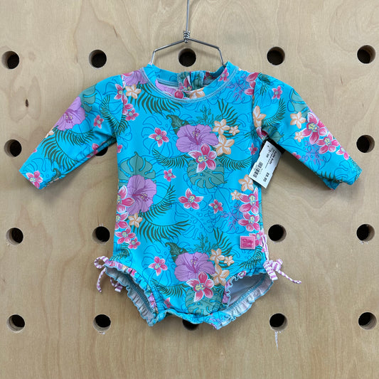 Blue Tropical Floral Swimsuit