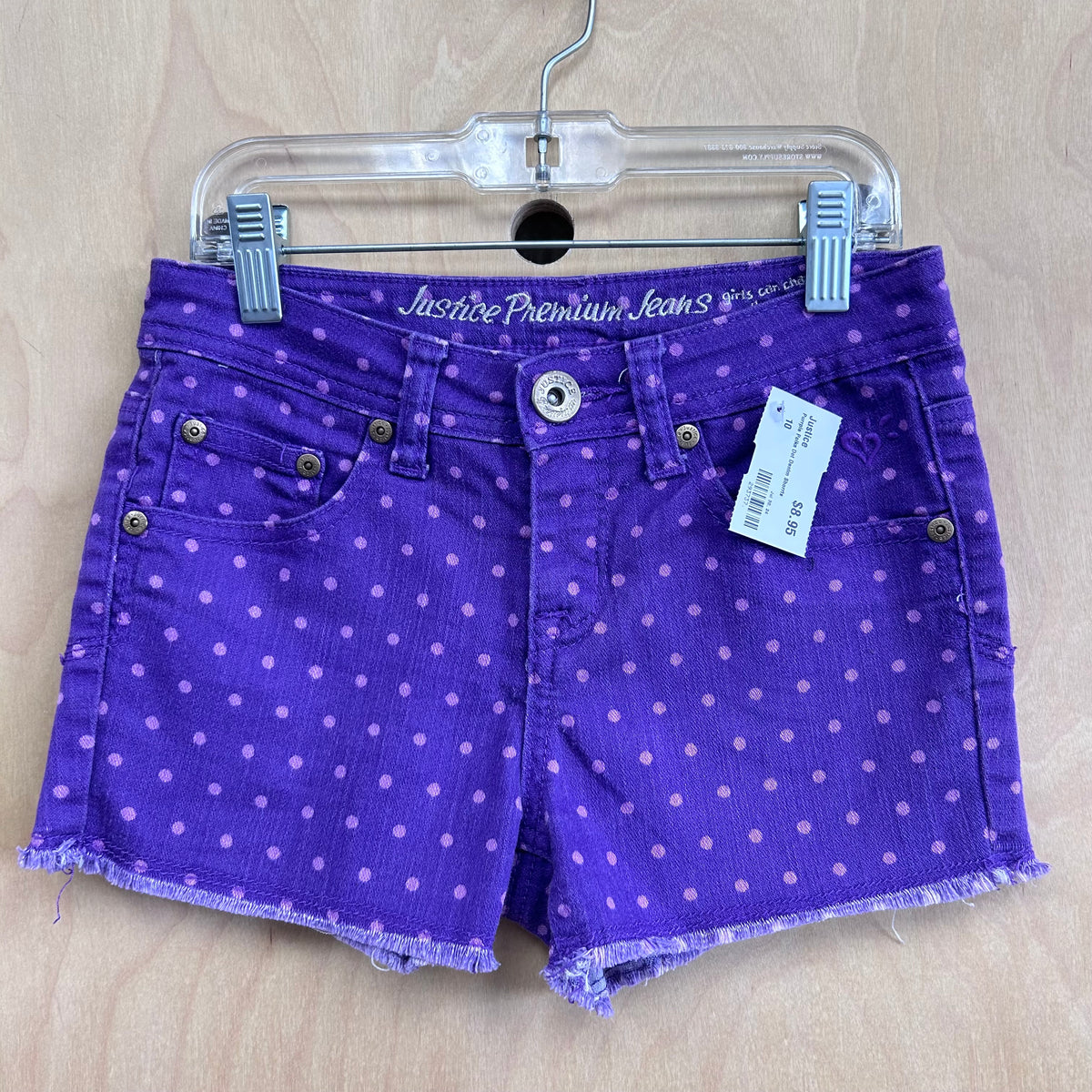 Purple Polka Dot Denim Shorrts