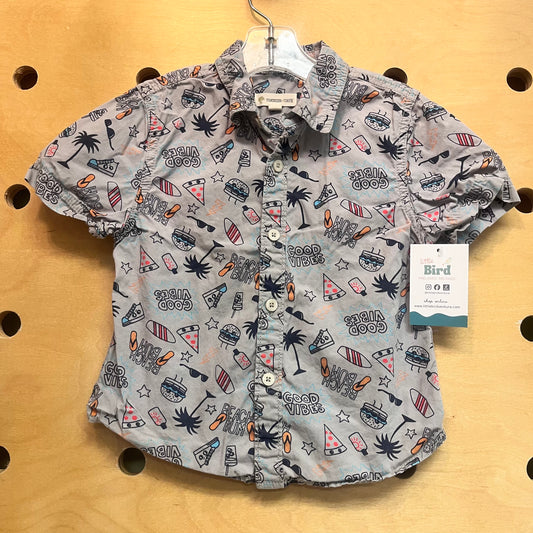 Grey Beach Bum Button Up