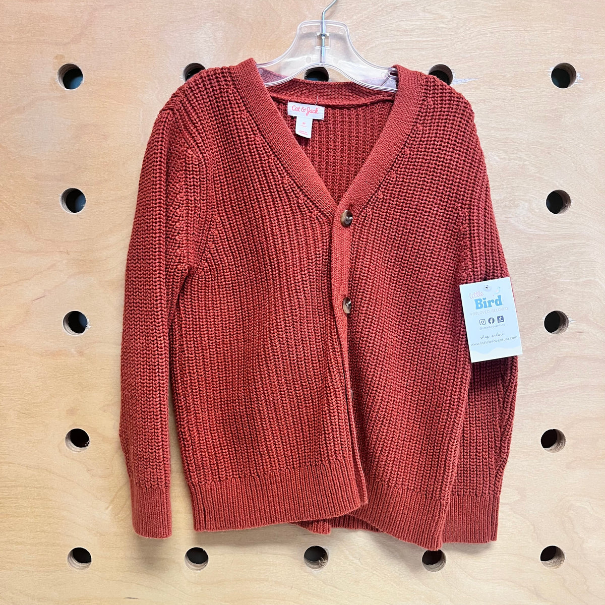 Orange Knit Button Sweater
