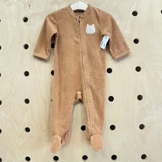 Brown Kitty Zip Footies