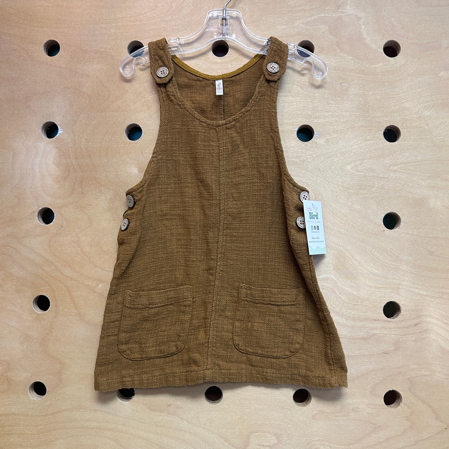 Brown Cotton Wood Button Dress
