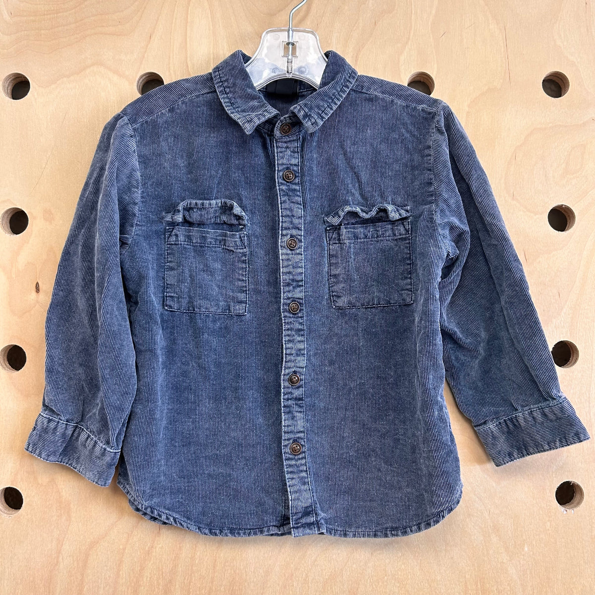 Soft Blue Cord Button Up