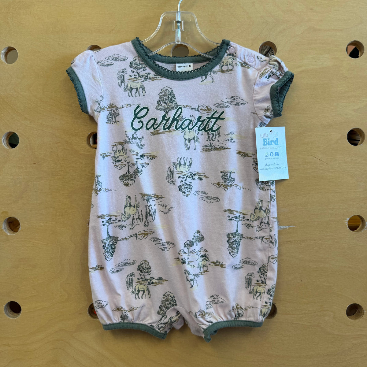 Pink/Green Horses Romper