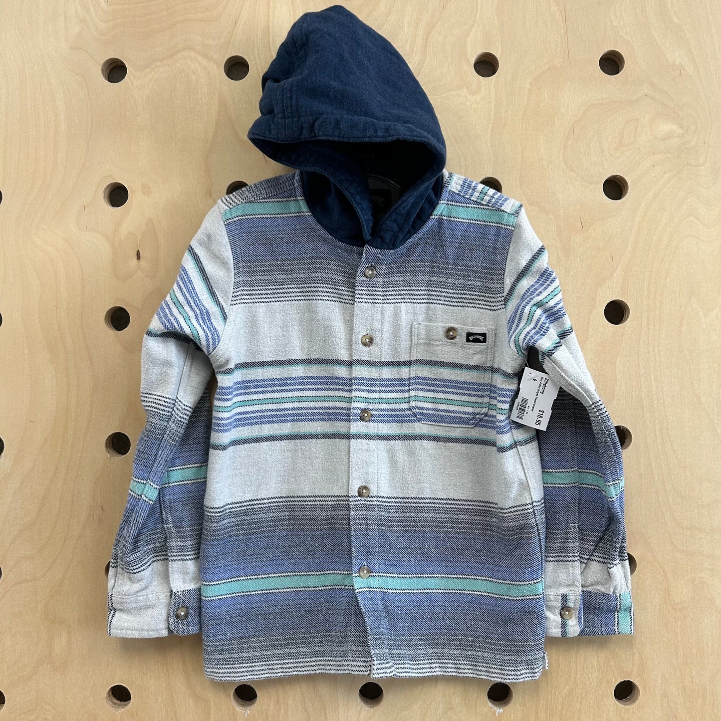 Grey & Blue Striped Flannel Shacket