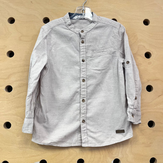 Beige Textured Button Up