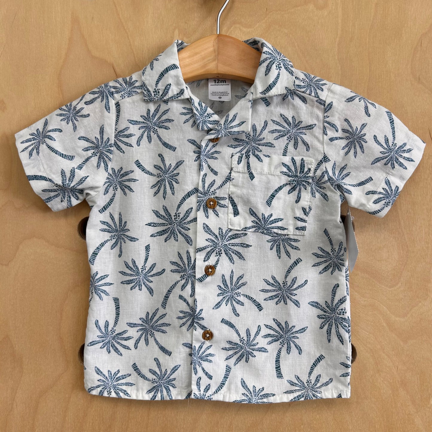 White & Blue Palm Tree Shirt