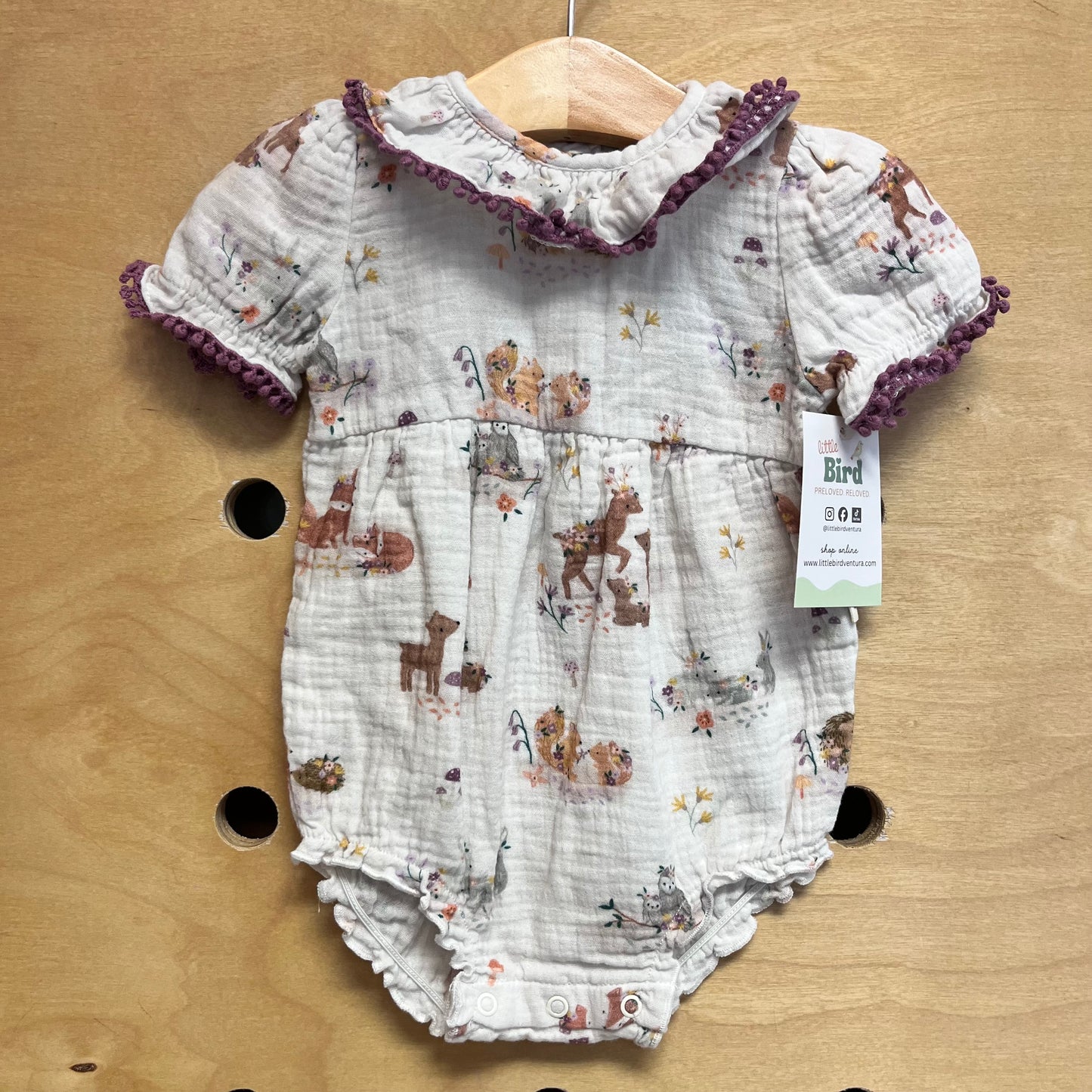 White Floral Gauze Deer Romper