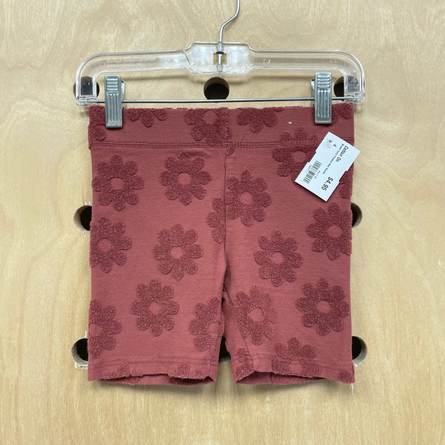 Brown Terry Flowers Bike Shorts