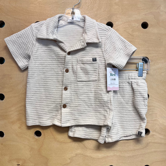 Beige Waffle Knit Cotton Outfit
