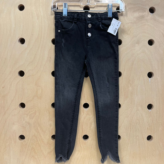 Black Distressed Hem Denim