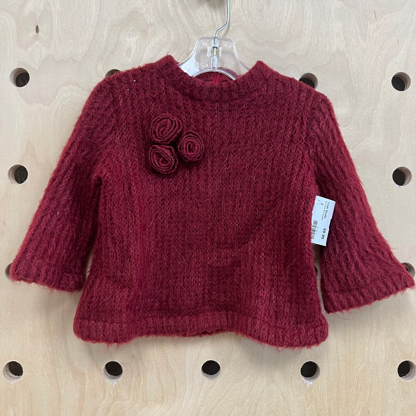 Red Floral Knit Sweater