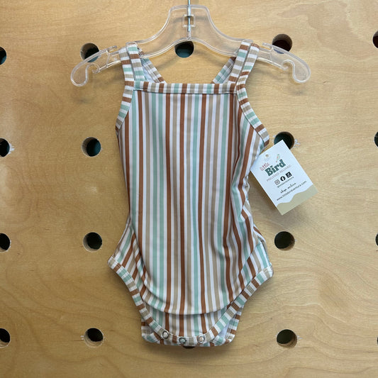Mint/Brown Striped Swimsuit