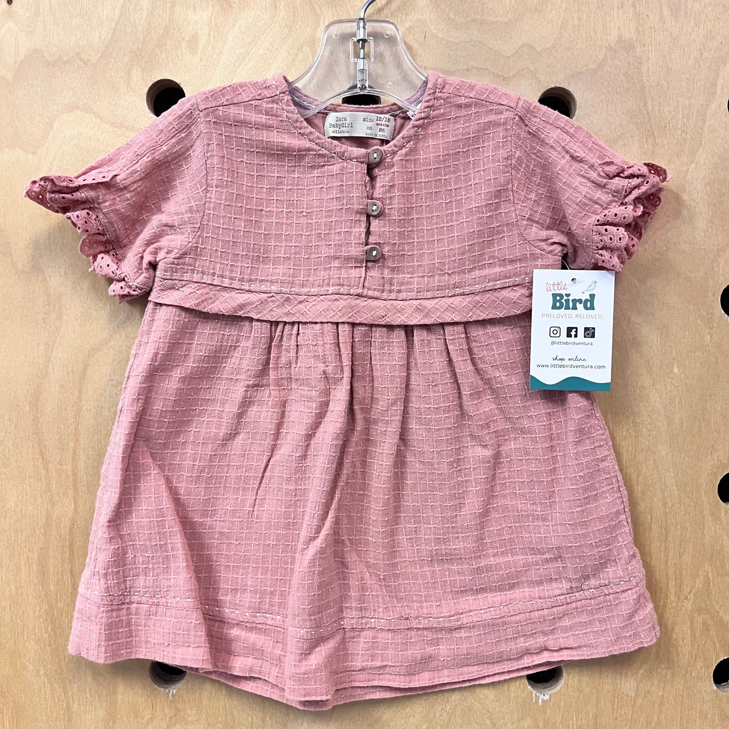 Pink Textured Cotton Dress