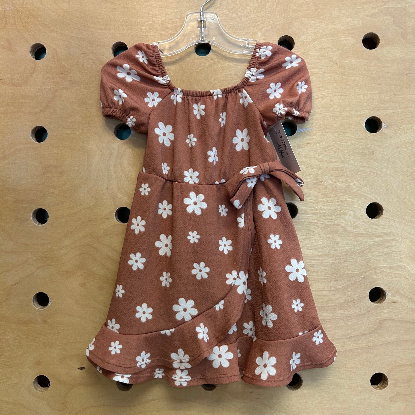 Brown/White Flower Bow Dress