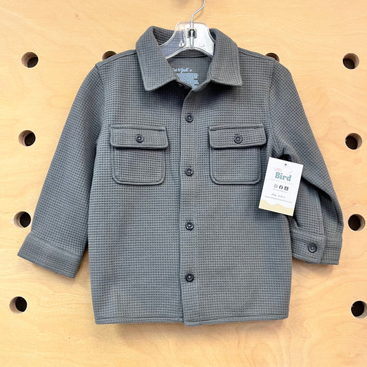 Grey Waffle Knit Button Up