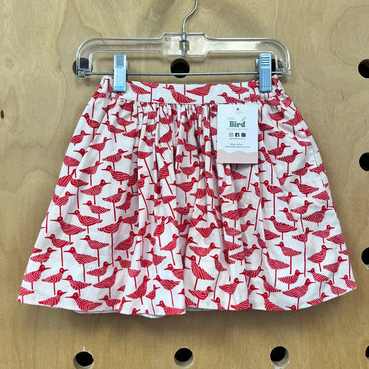 White + Red Birds Skirt