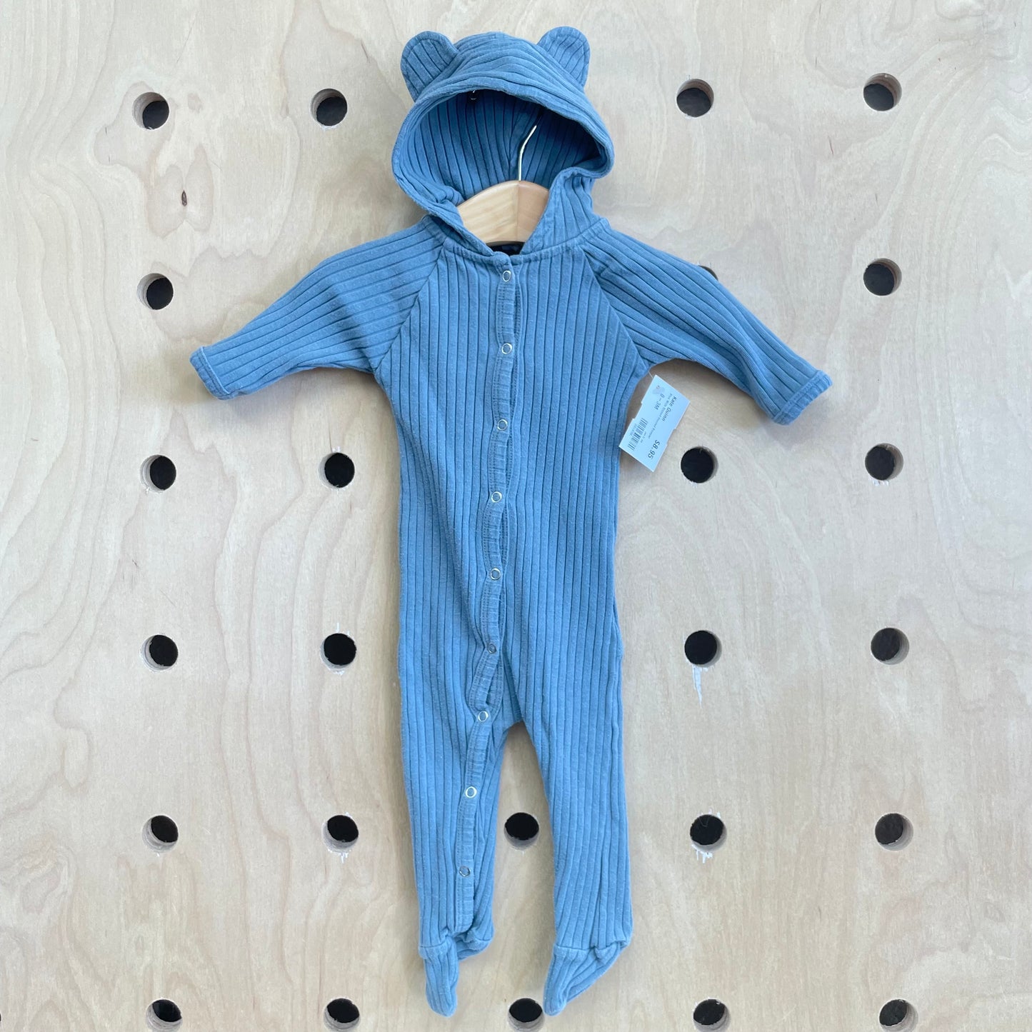 Blue Wide Ribbed Hooded Romper