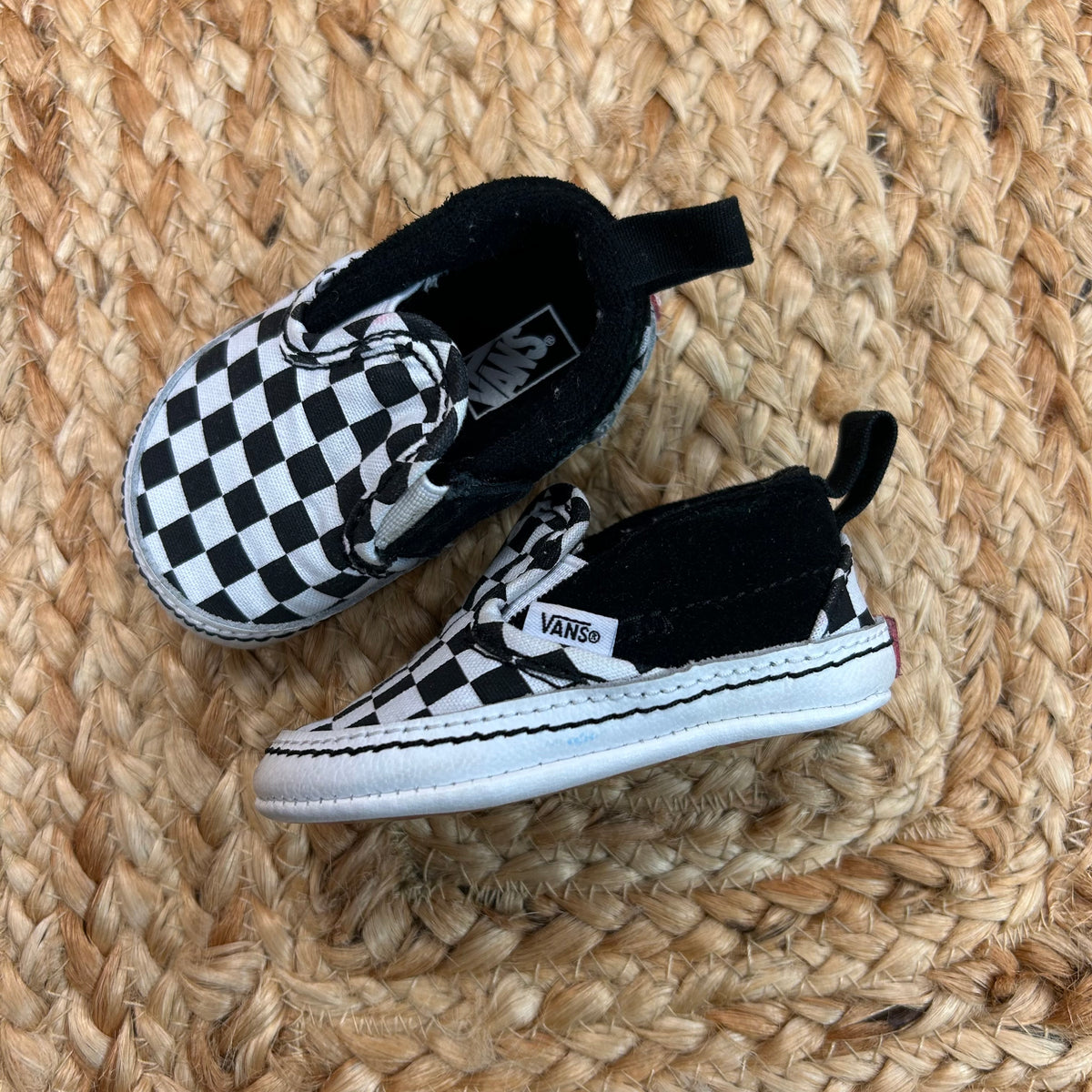 Black & White Checkered Crib Shoes