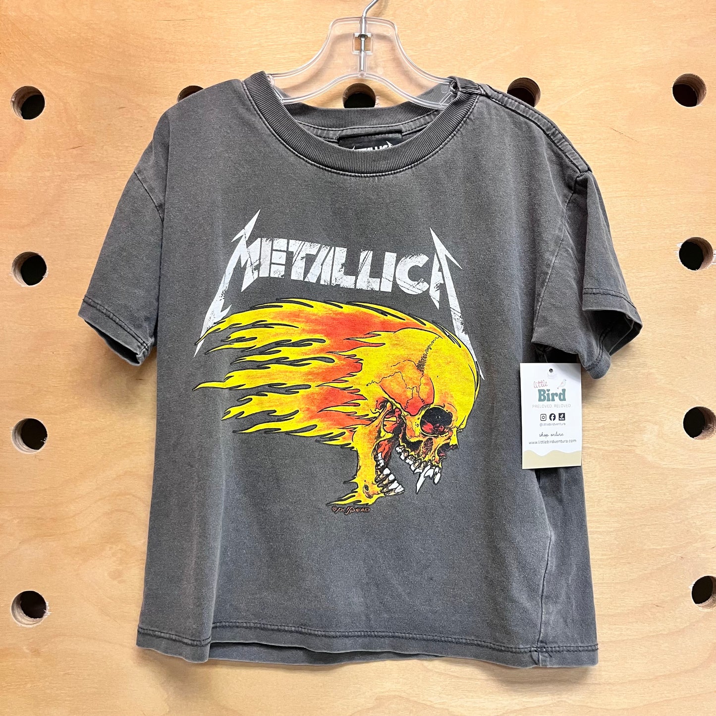 Grey Flaming Skull Metallica Tee
