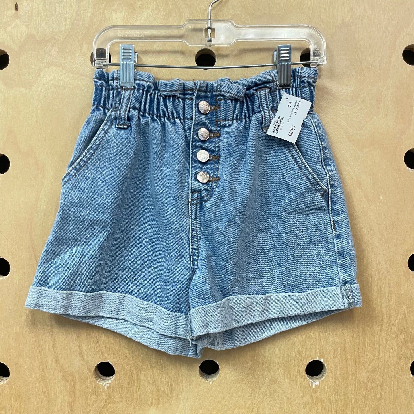 Paper Bag Waist Denim Shorts