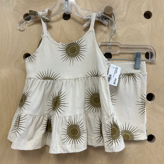 Beige Sunburst Shorts & Tank