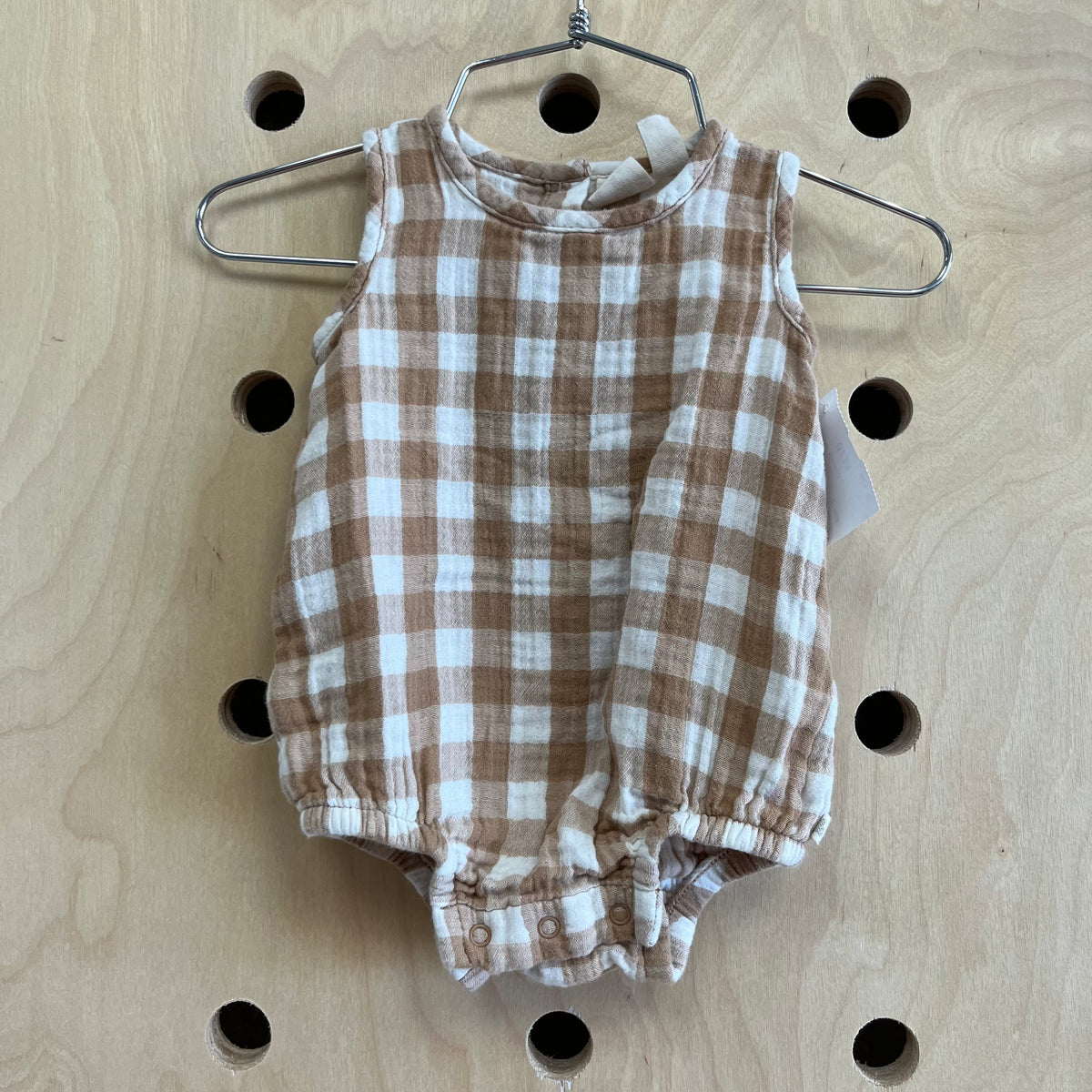Tan Gingham Romper