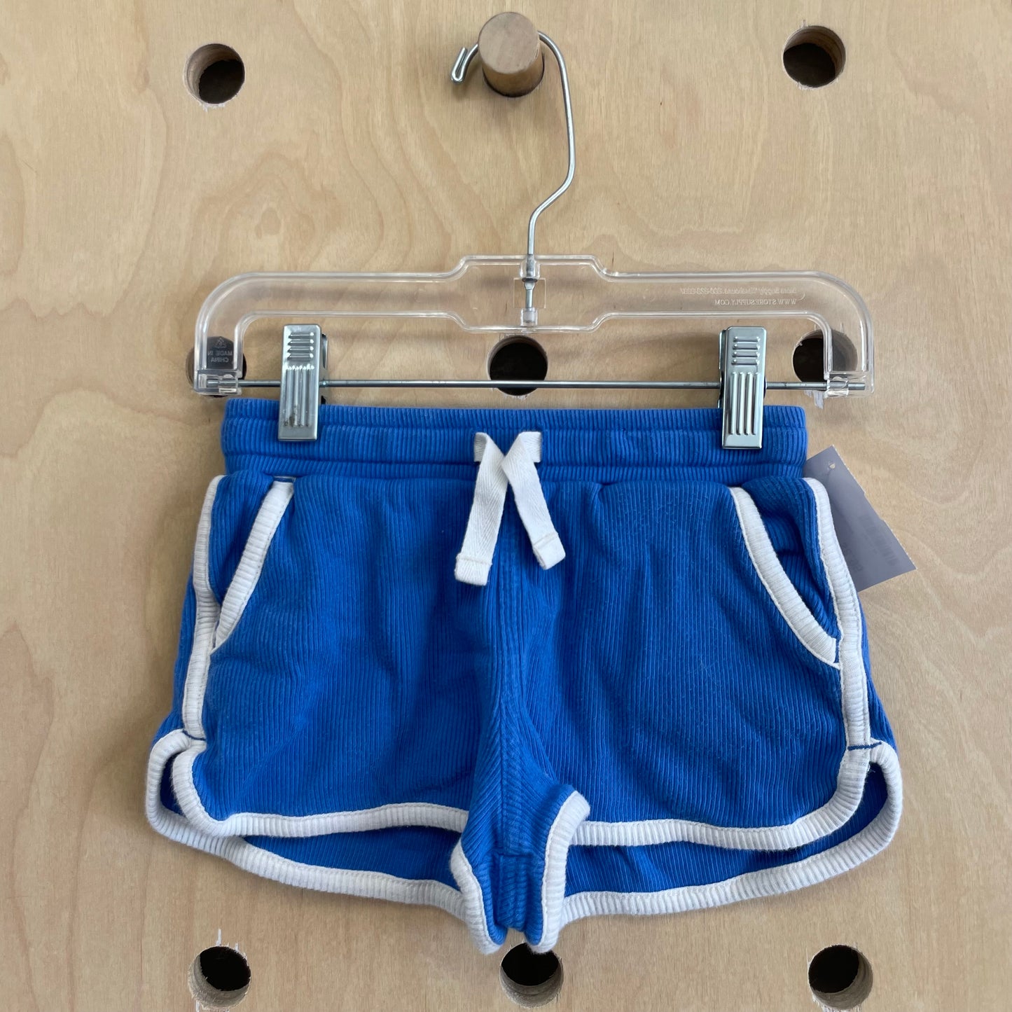 Blue Ribbed Drawstring Shorts