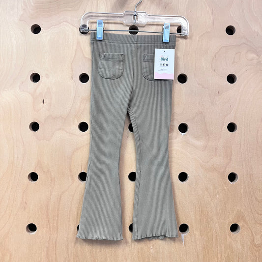 Olive Organic Ribbed Flare Leggings
