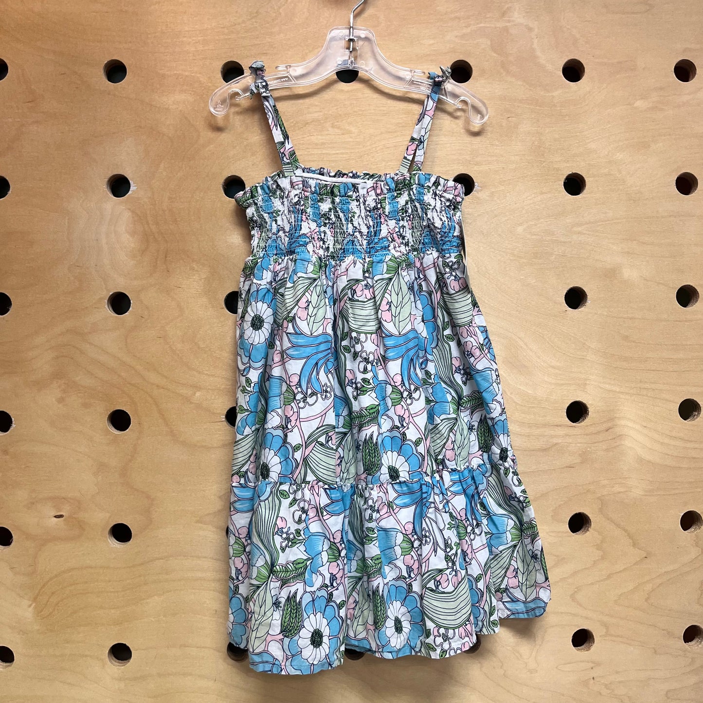 Pink/Blue Floral Smocked Dress