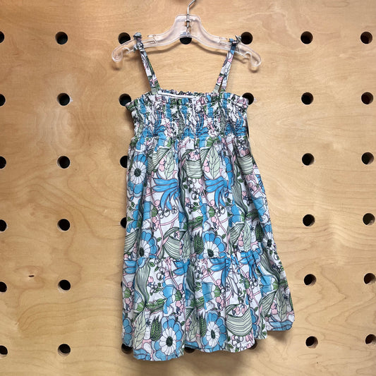 Pink/Blue Floral Smocked Dress