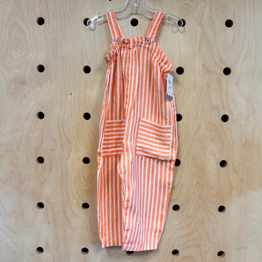White/Orange Striped Romper