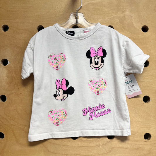White Floral Hearts Minnie Tee