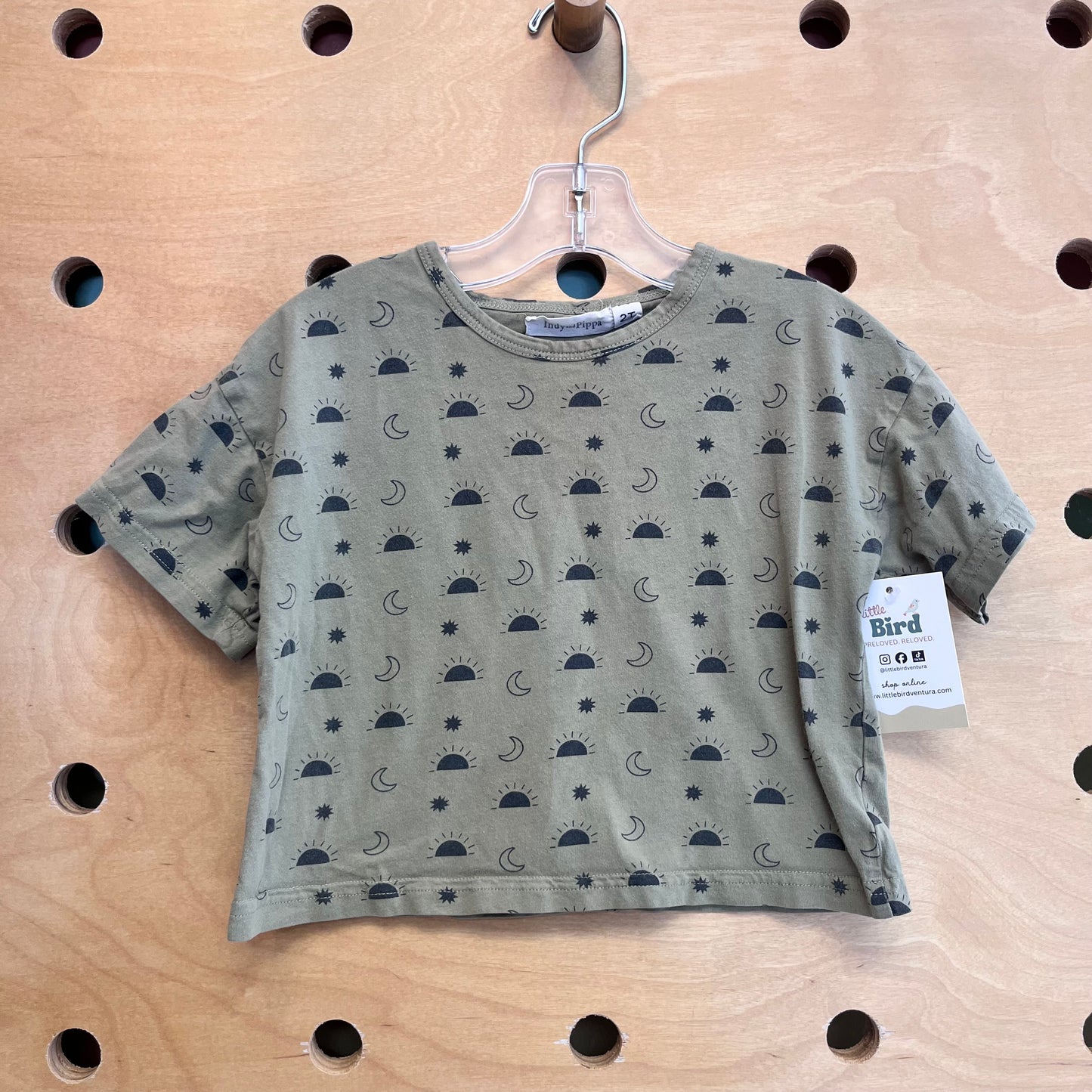 Green Sun & Moon Boxy Tee