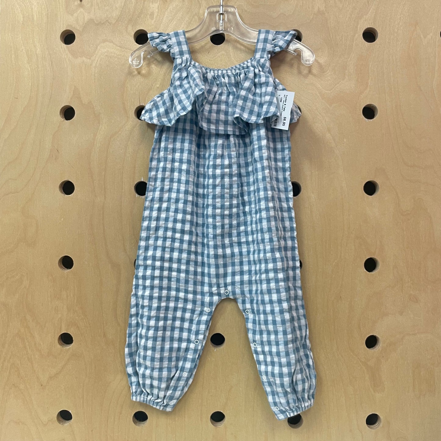 Blue + White Gingham Romper