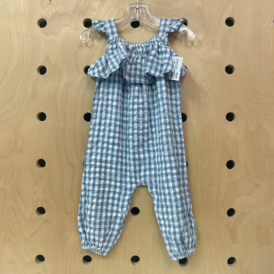 Blue + White Gingham Romper