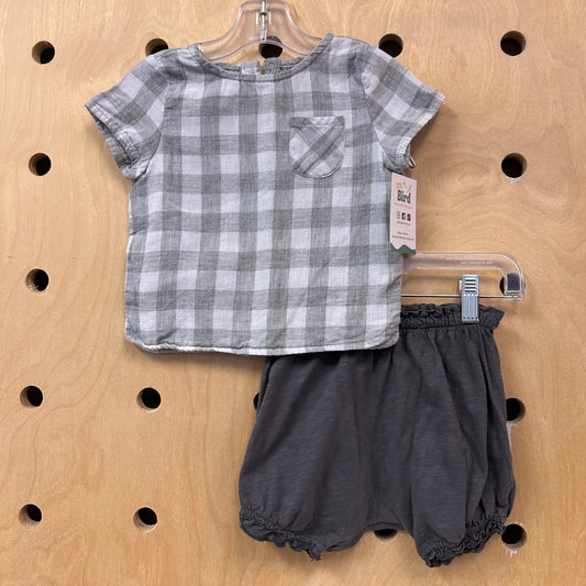 Grey Checkered Top & Shorts