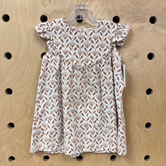 Beige + Pink Floral Dress