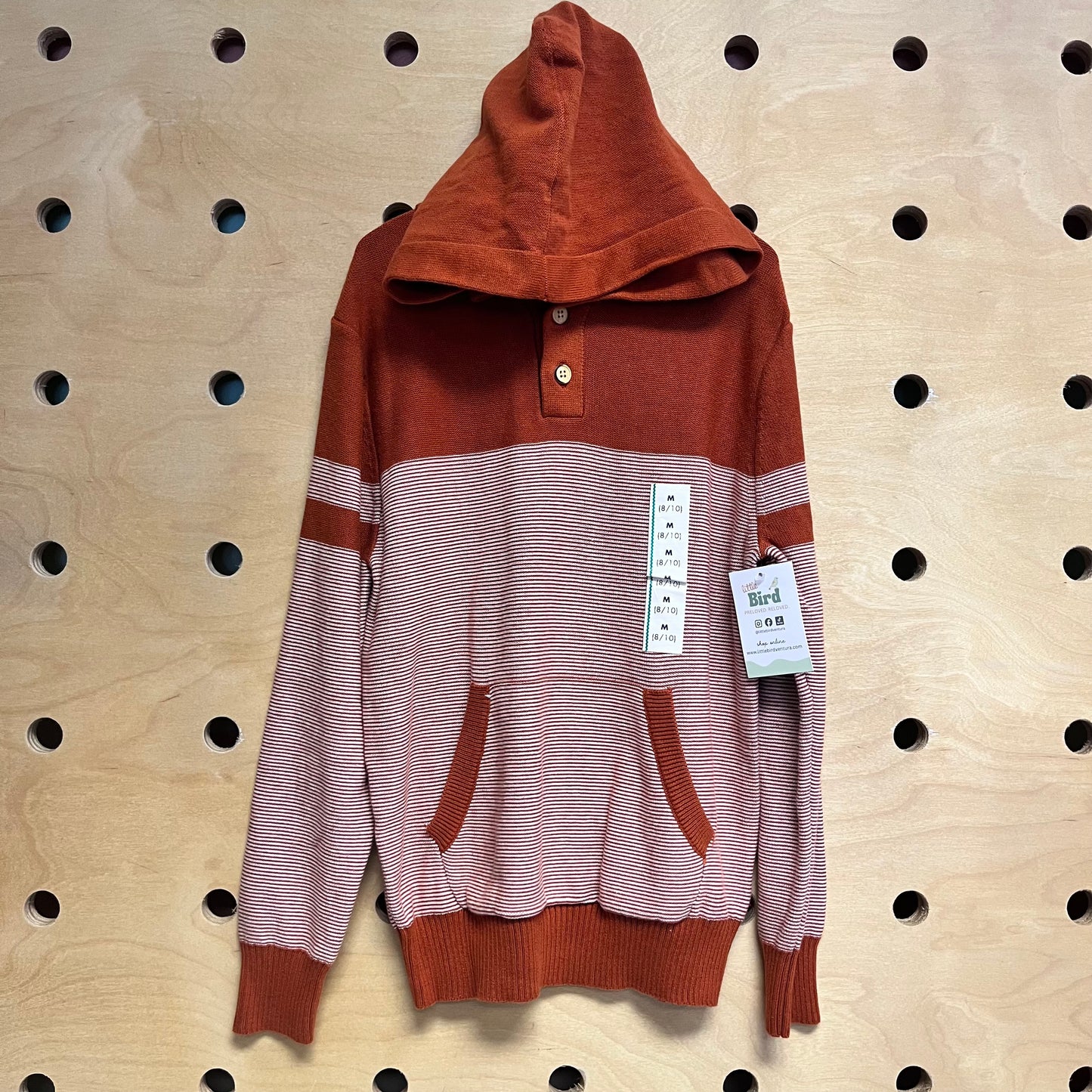 Brown Striped Pocket Hoodie NEW!