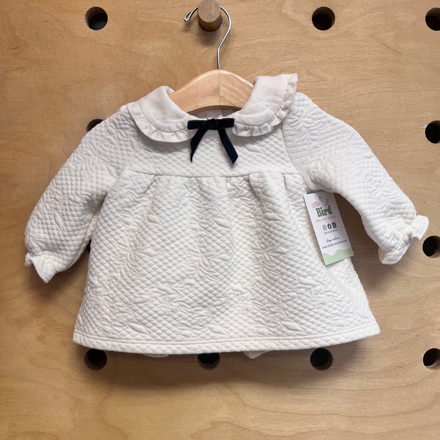 Cream Quilted/Black Bow Outfit