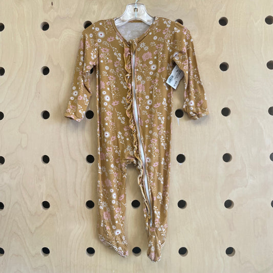 Mustard Floral Bamboo Footies