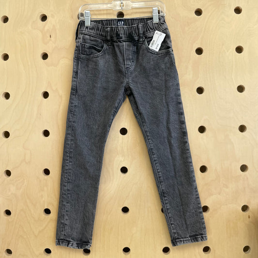 Black Drawstring Stretch Slim Denim