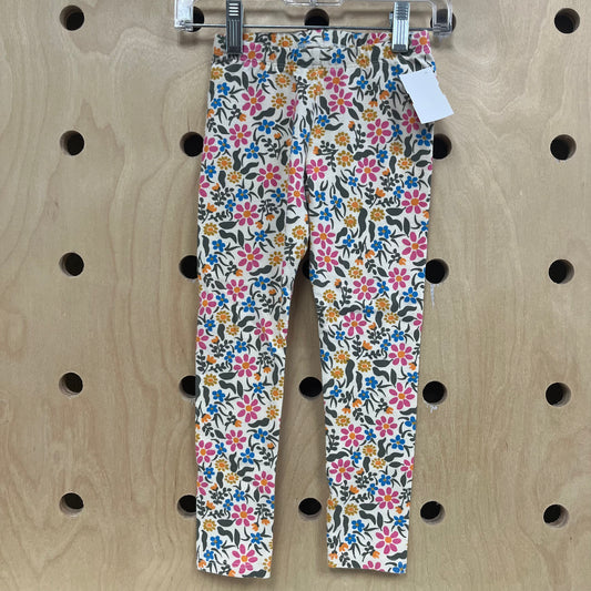Cream Floral Leggings