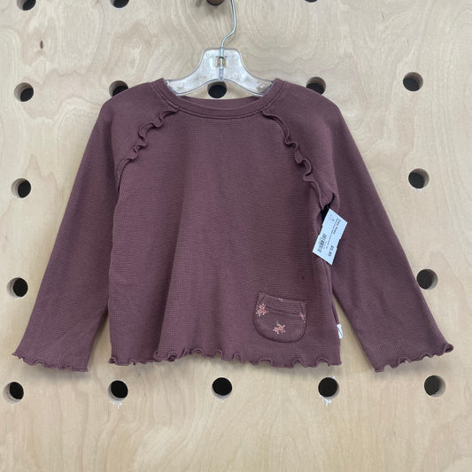 Organic Brown Waffle Floral Pocket Top