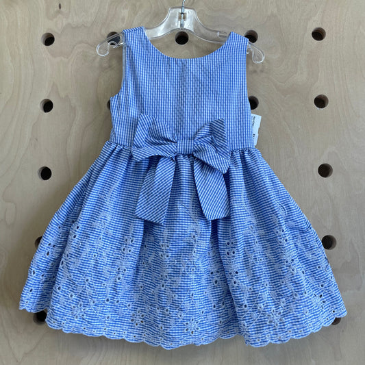 Blue Gingham Embroidered Dress